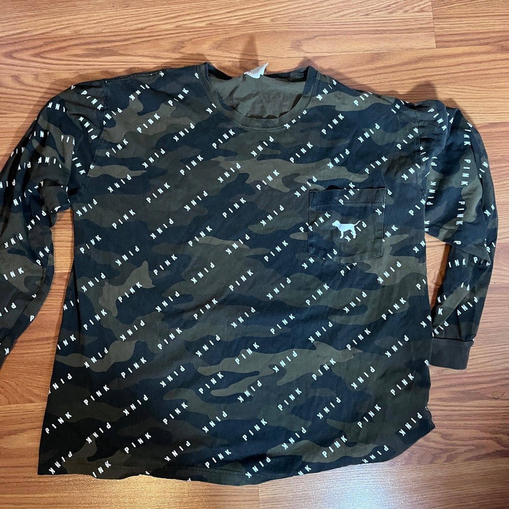 Victoria's Secret Pink Camo Long Sleeve Shirt XL